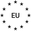 Logo of the European Union, with the letters 'EU' inside the iconic circle of stars