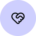 An icon showing two hands shaking to form a heart, representing NGOs or partnerships