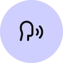 An icon of a person's head with sound waves, representing communication