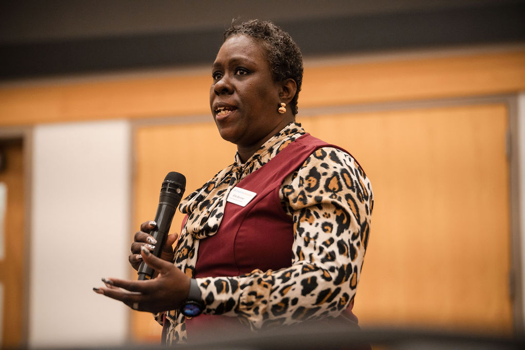 Ella Bonner leading a panel