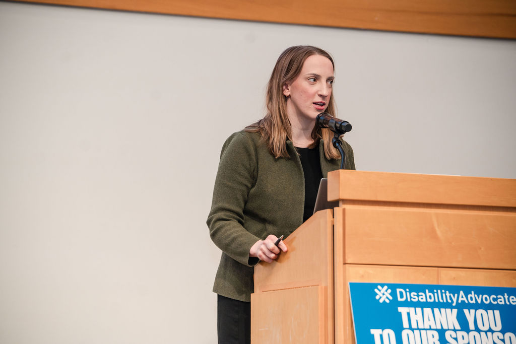 emily presenting on stage