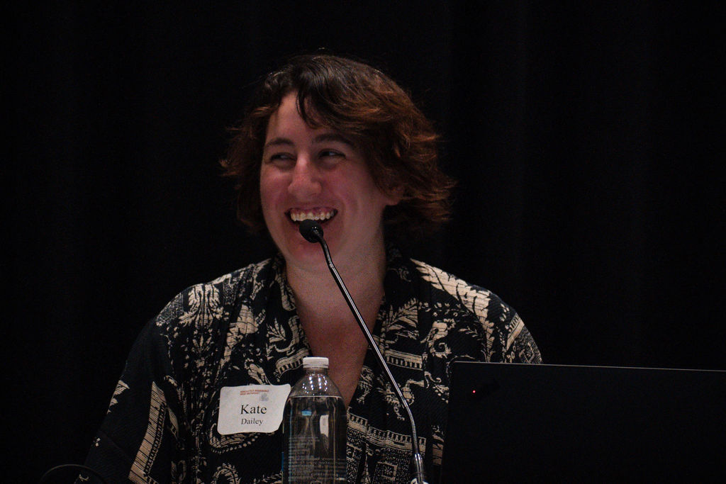 Kate speaking on stage