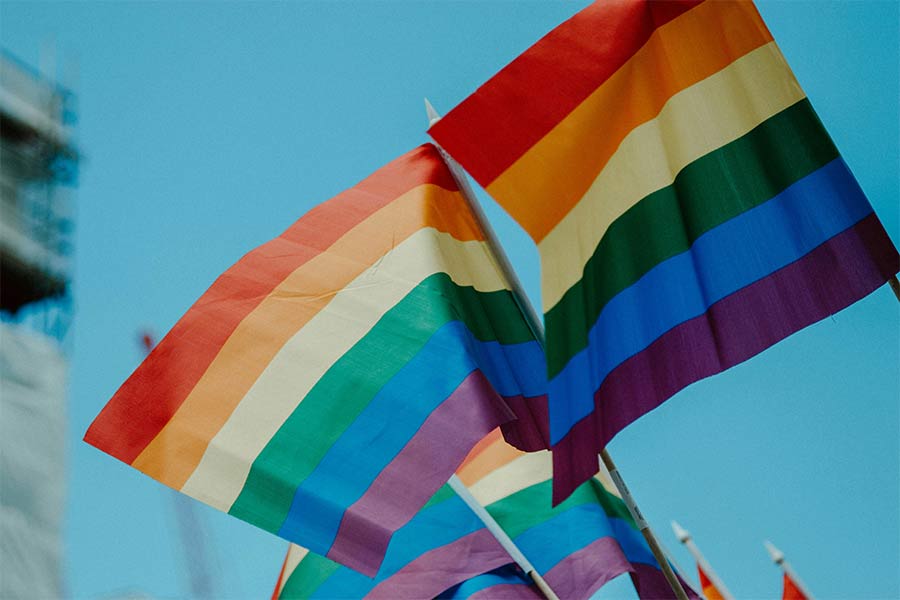 Brighton and Hove Pride Blog image of rainbow flags. Photo by Daniel James on Unsplash.