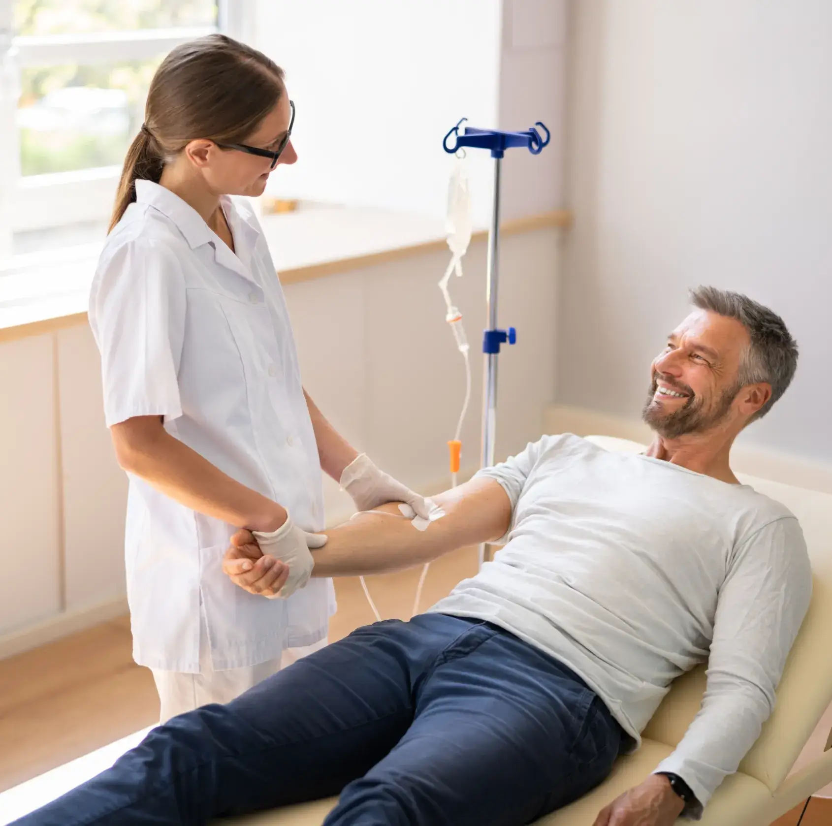 Relaxed patient smiling