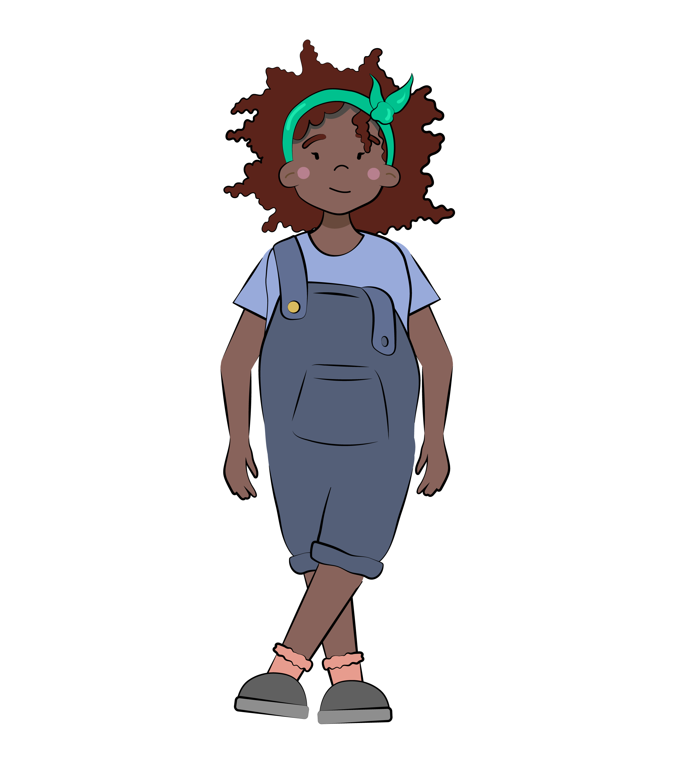 Preteen standing and crossing her legs