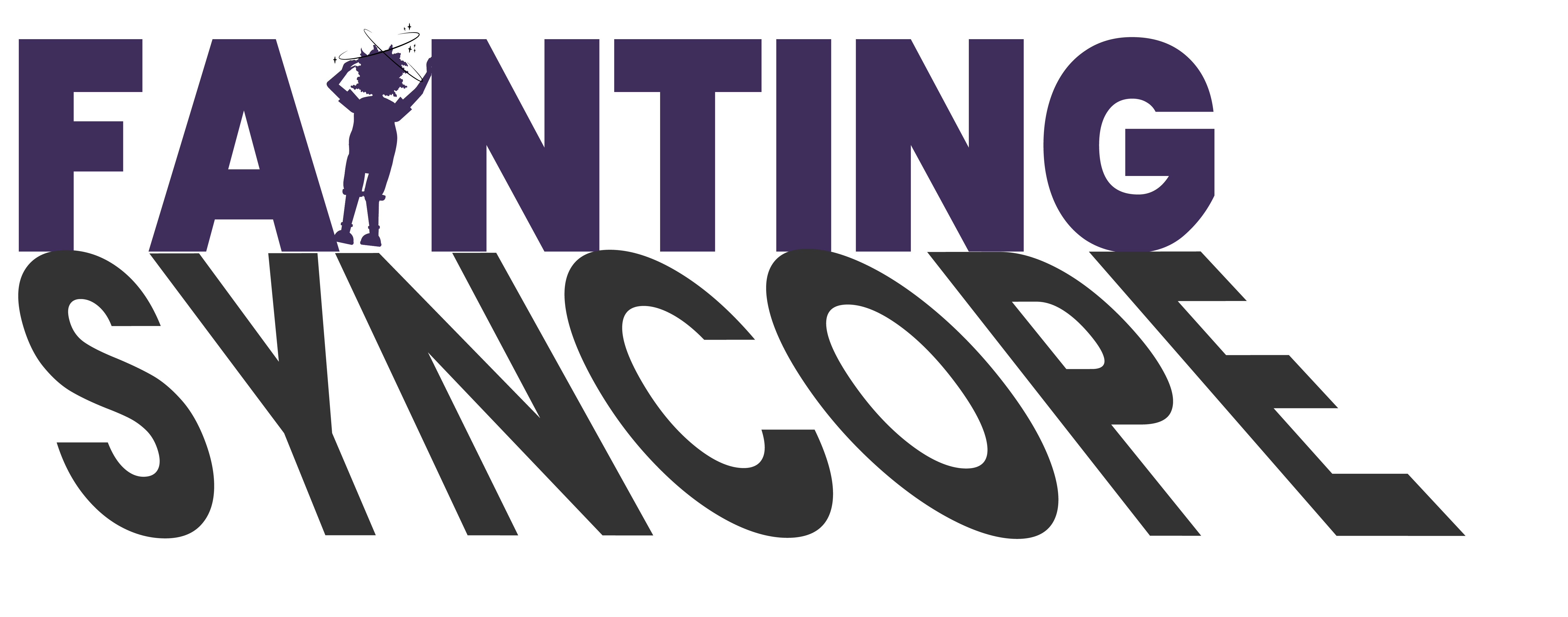 The word FAINTING with a girl fainting replacing the "I," and the word SYNCOPE as the shadow