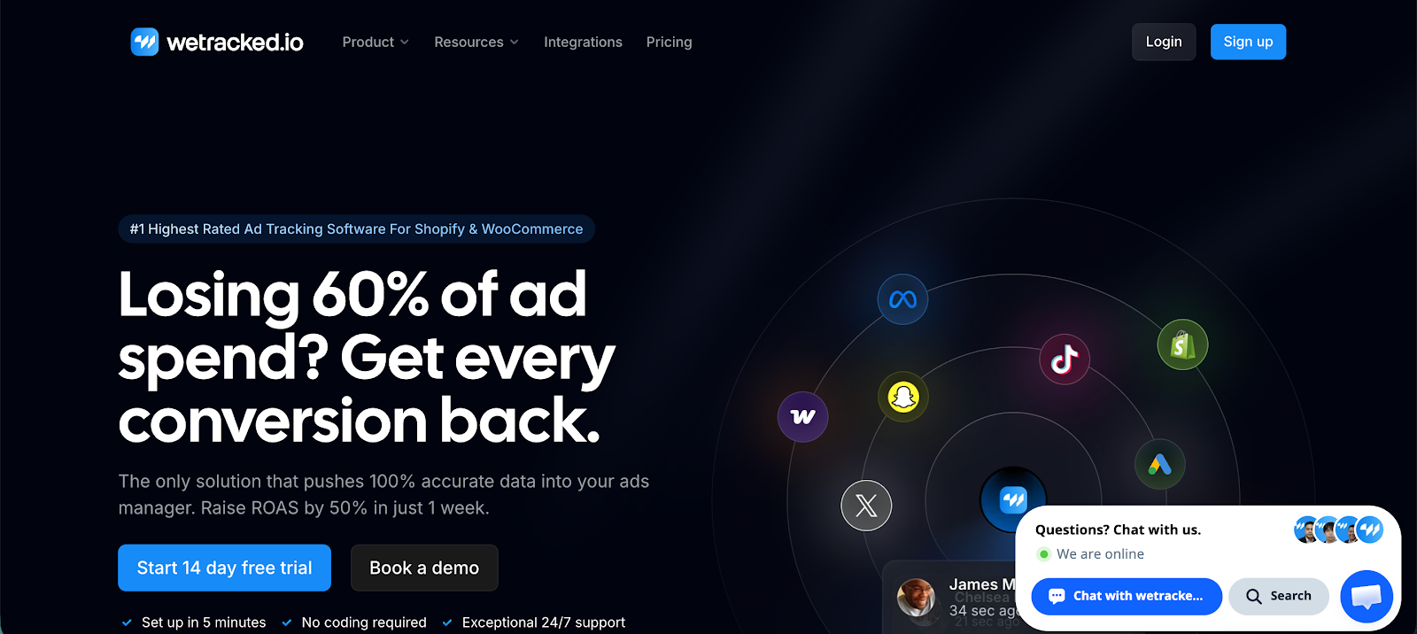 WeTracked is the best pay per click tool for finding wasted ad spend.