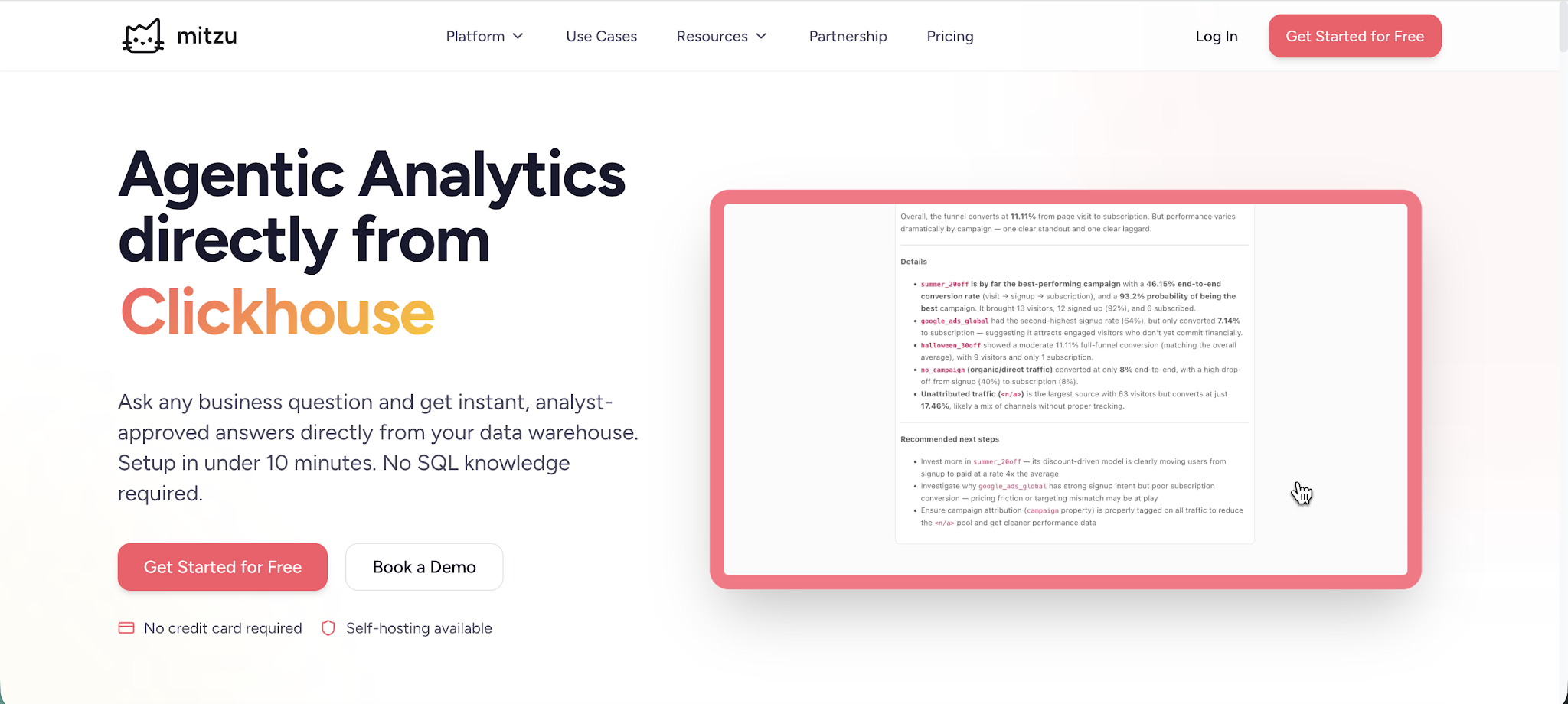 ecommerce analytics tool - mitzu.io