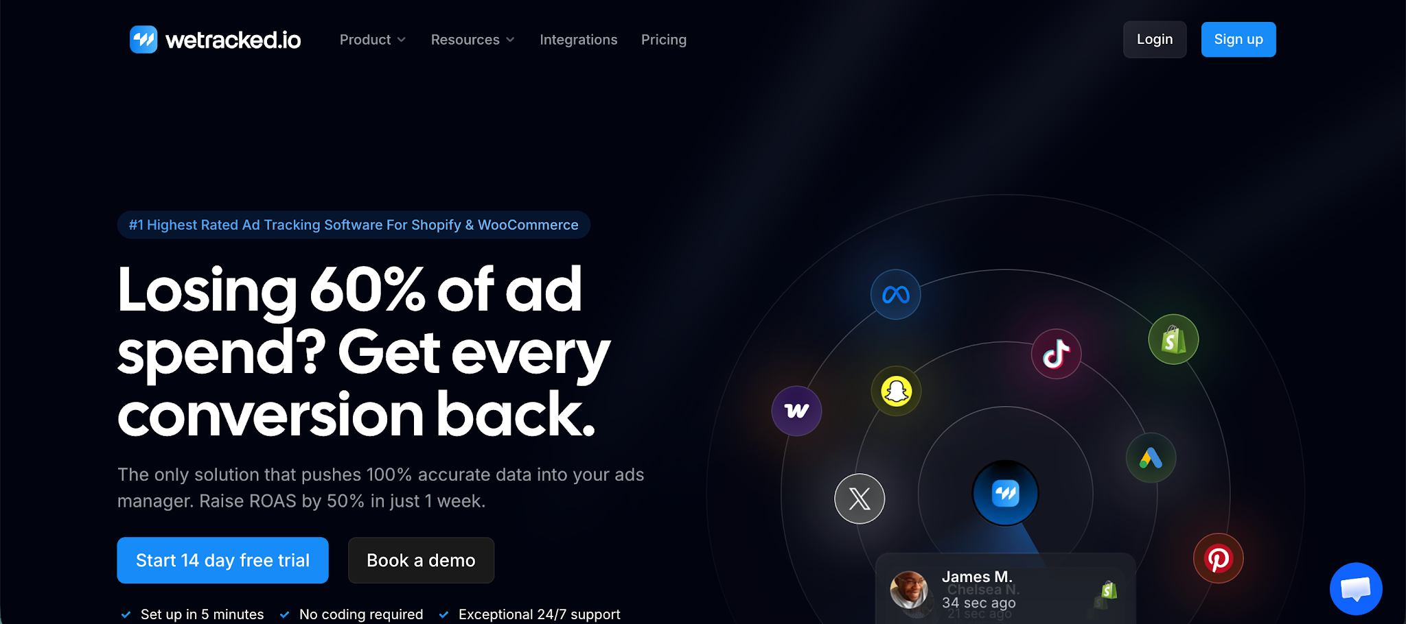 WeTracked.io is the best PPC reporting tool for Wocommerce and Shopify.