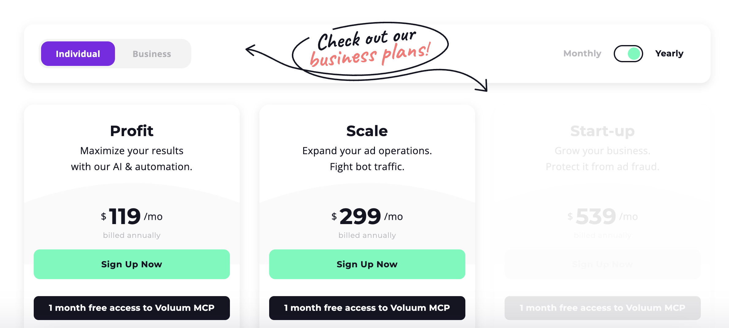 Voluum pricing plans