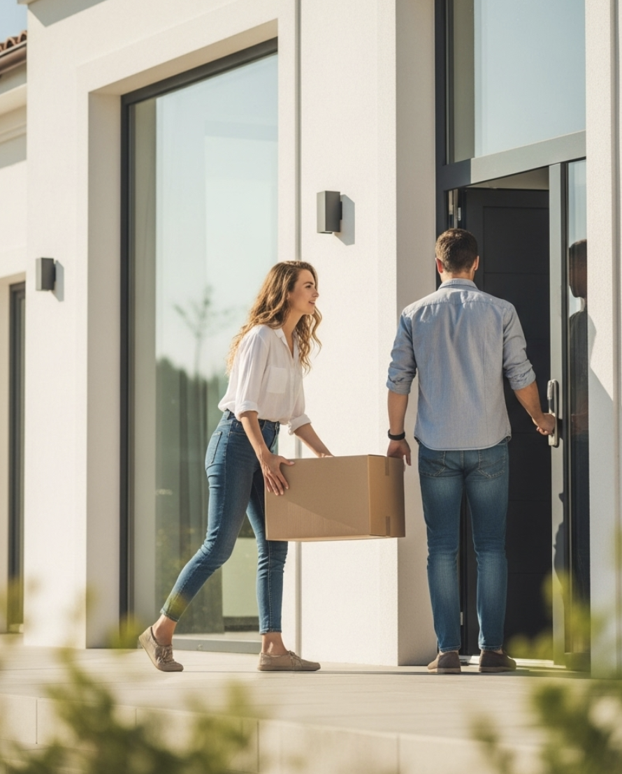 Pareja en su nuevo hogar
