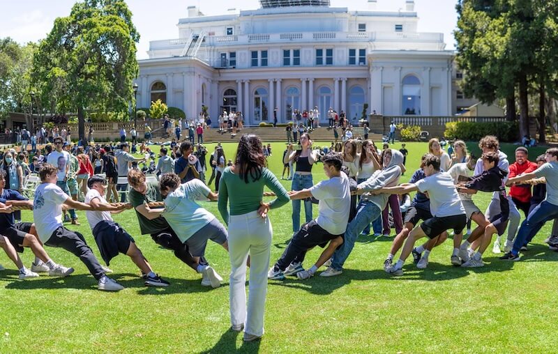 Menlo's a step less cutthroat than Harker, and more mixed. But if your kid's coming from public school, the pace is a real adjustment — and getting into the top tracks is tough if they haven't already done the prerequisites.