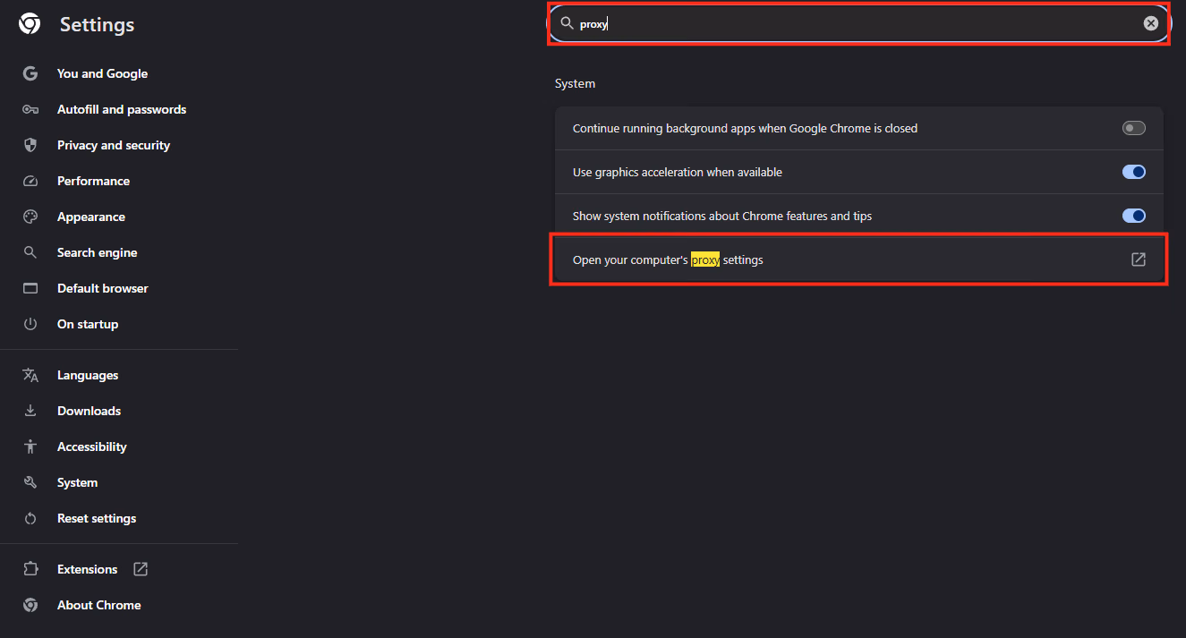 chrome and edge proxy setup screenshot