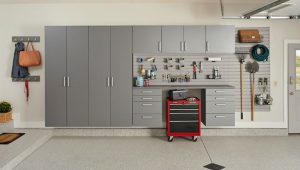 Beautiful grey color closets in the house. 