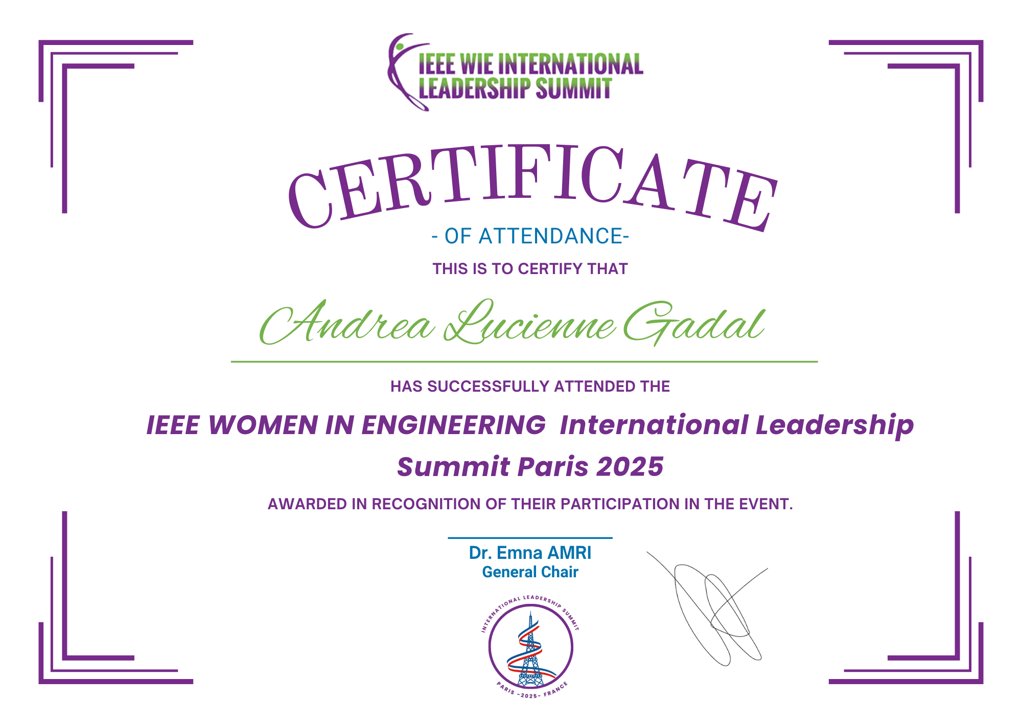 IEEE summit participation certificate