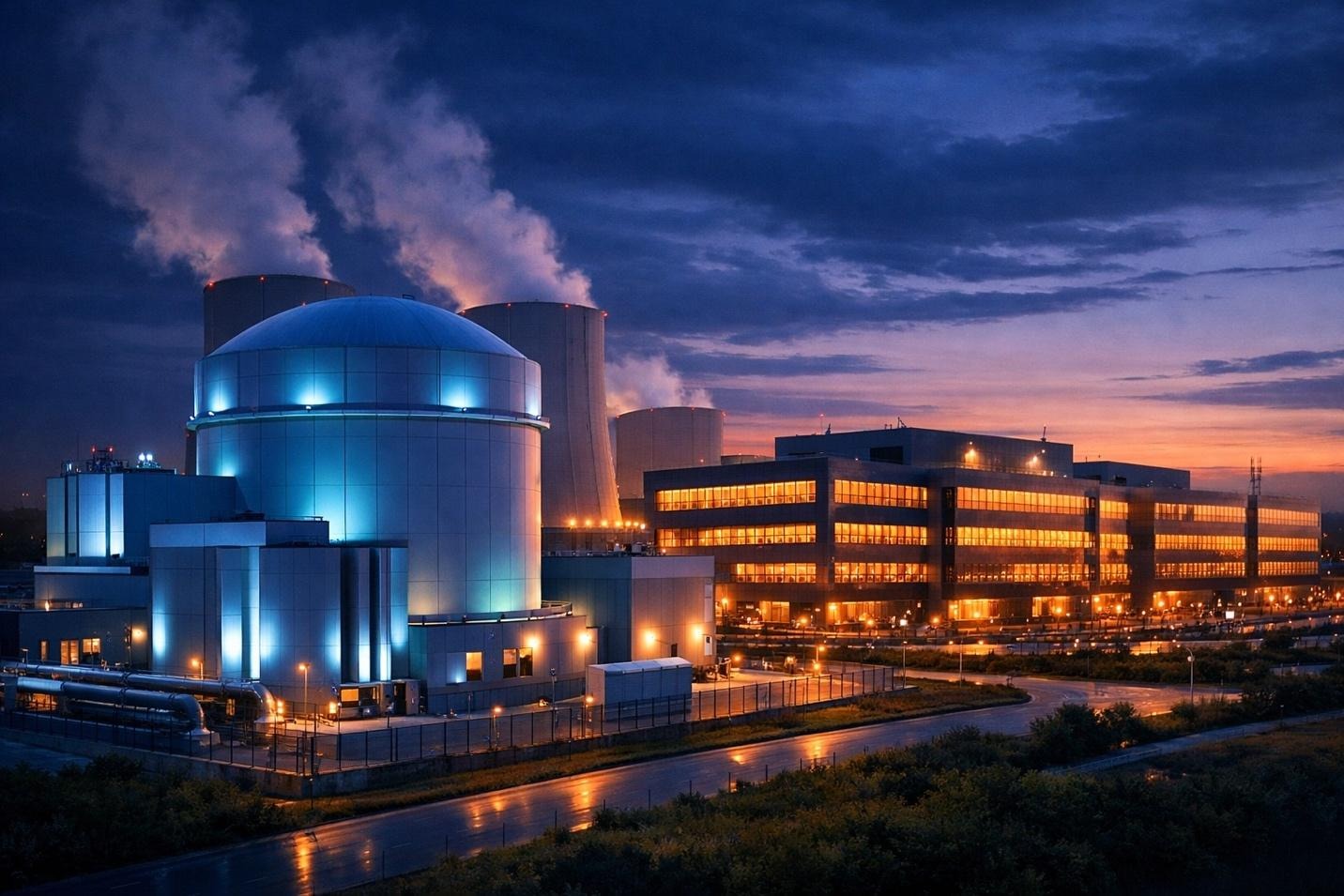 Small modular nuclear reactor facility adjacent to hyperscale data center campus
