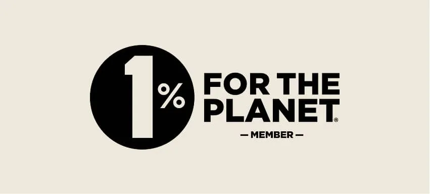 Logo with black circle containing '1%' next to bold text 'FOR THE PLANET' and smaller text 'MEMBER' below.