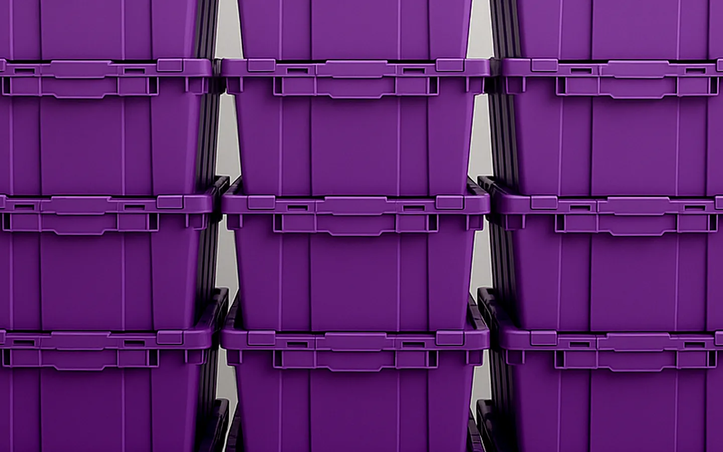 Mockup of three stacks of purple boxes