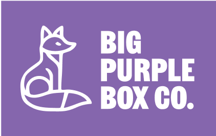 Purple Box Co Logo, white and purple version