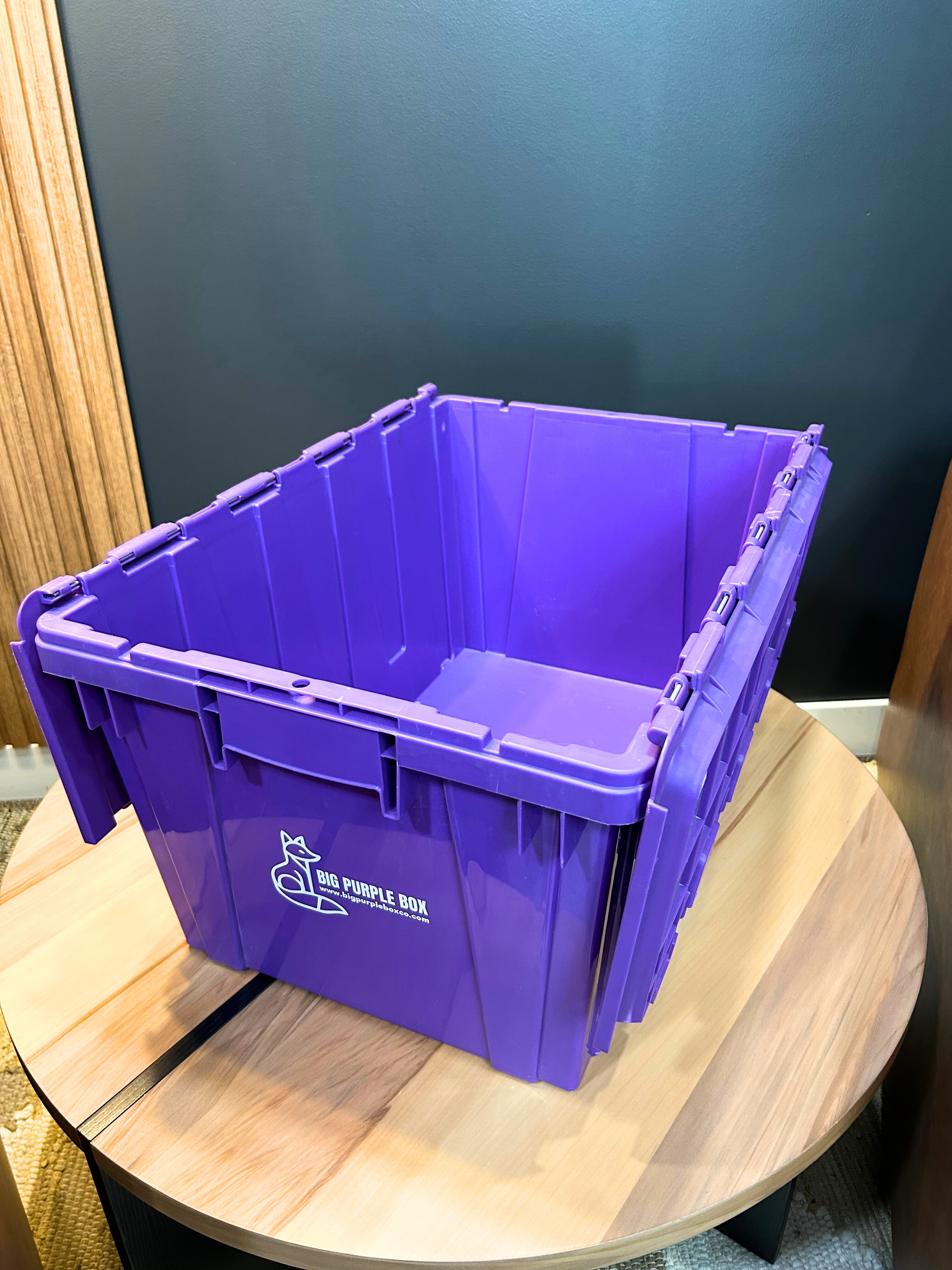 Purple box sitting on a table