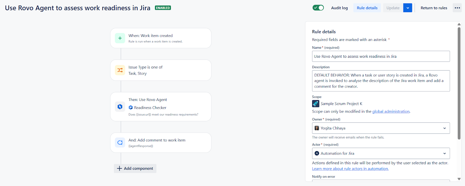 rovo agent - creating sub tasks and repetitive tasks for team member