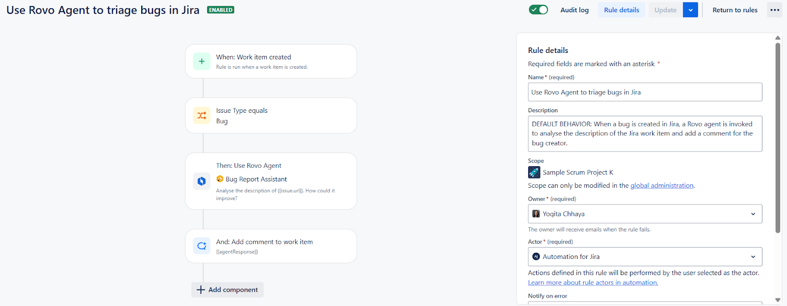 build automation rules - parent issue and sub tasks