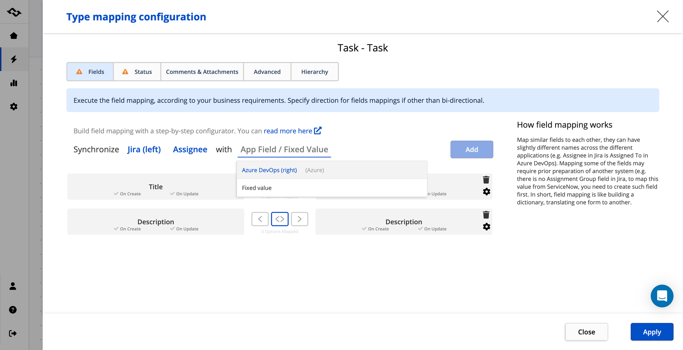Azure DevOps Jira integration field mapping