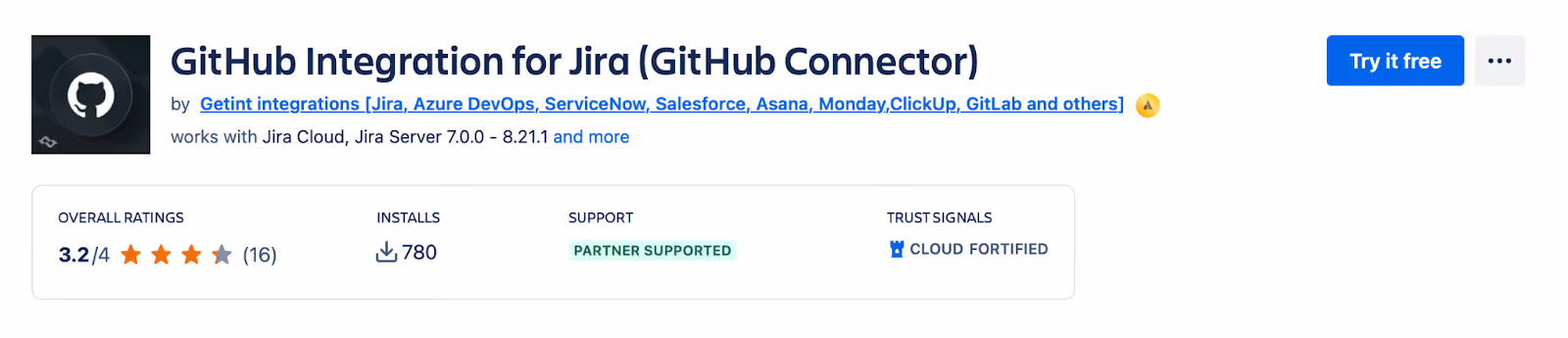Getint Github Jira Connector available on Atlassian Marketplace