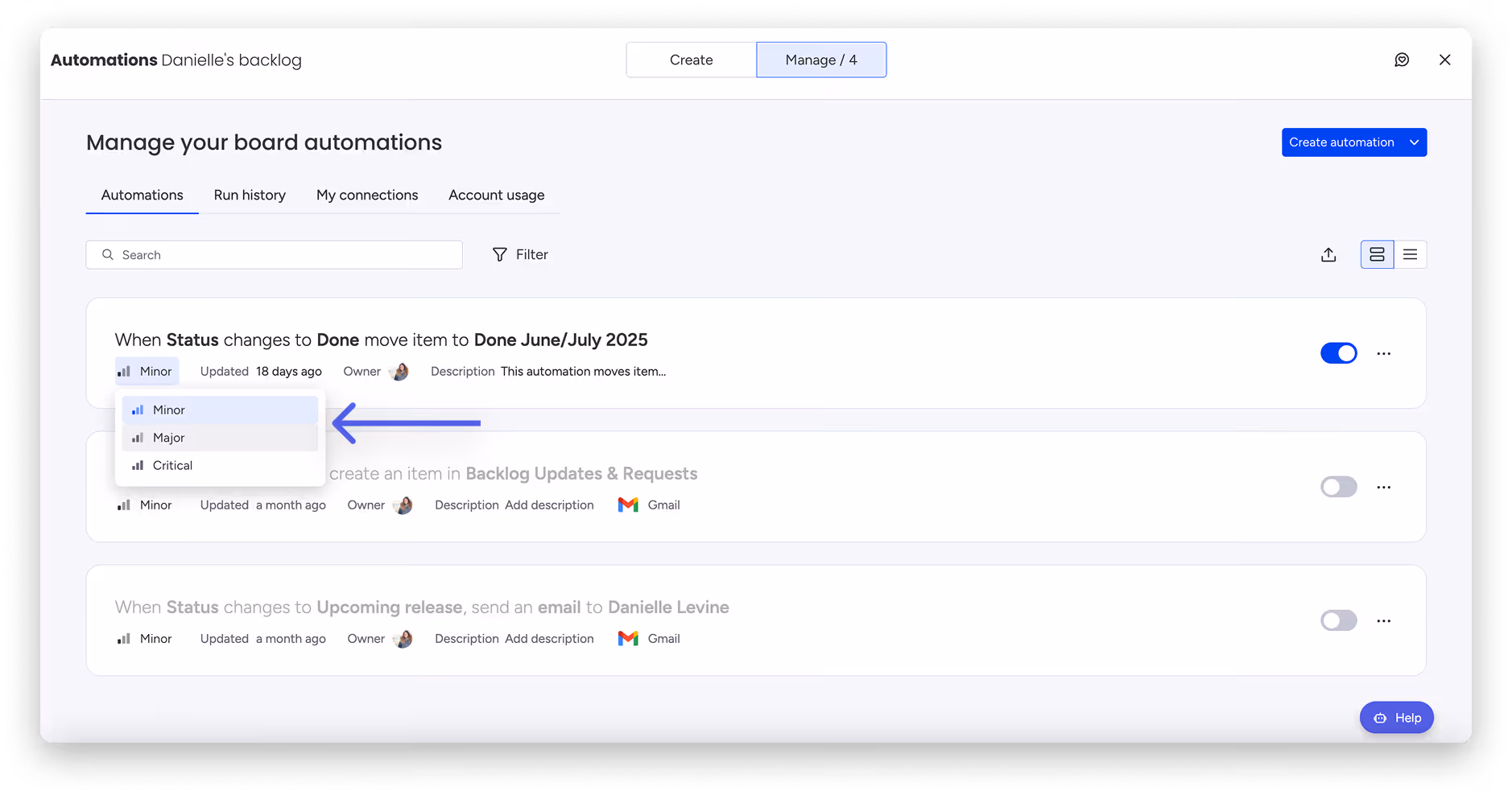 Monday automation board