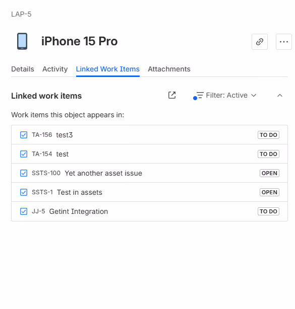JSM Asset Linking to Jira Work Items