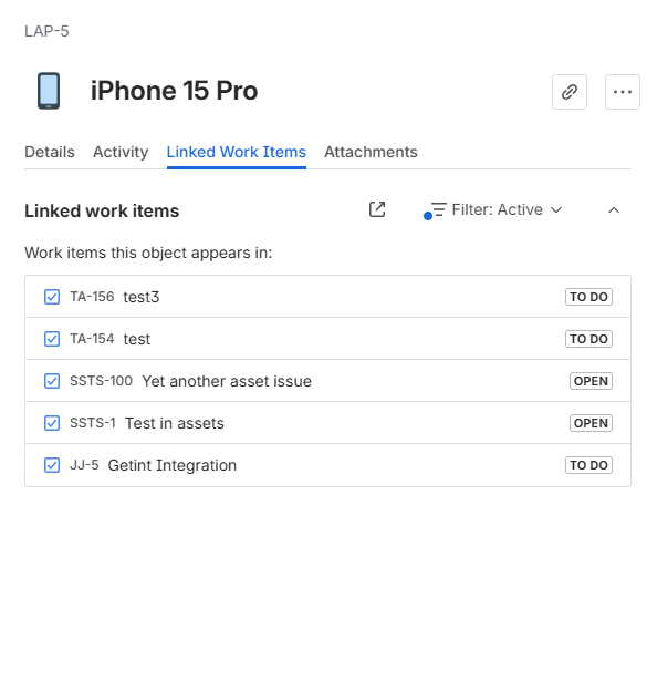 JSM Asset Linking to Jira Work Items