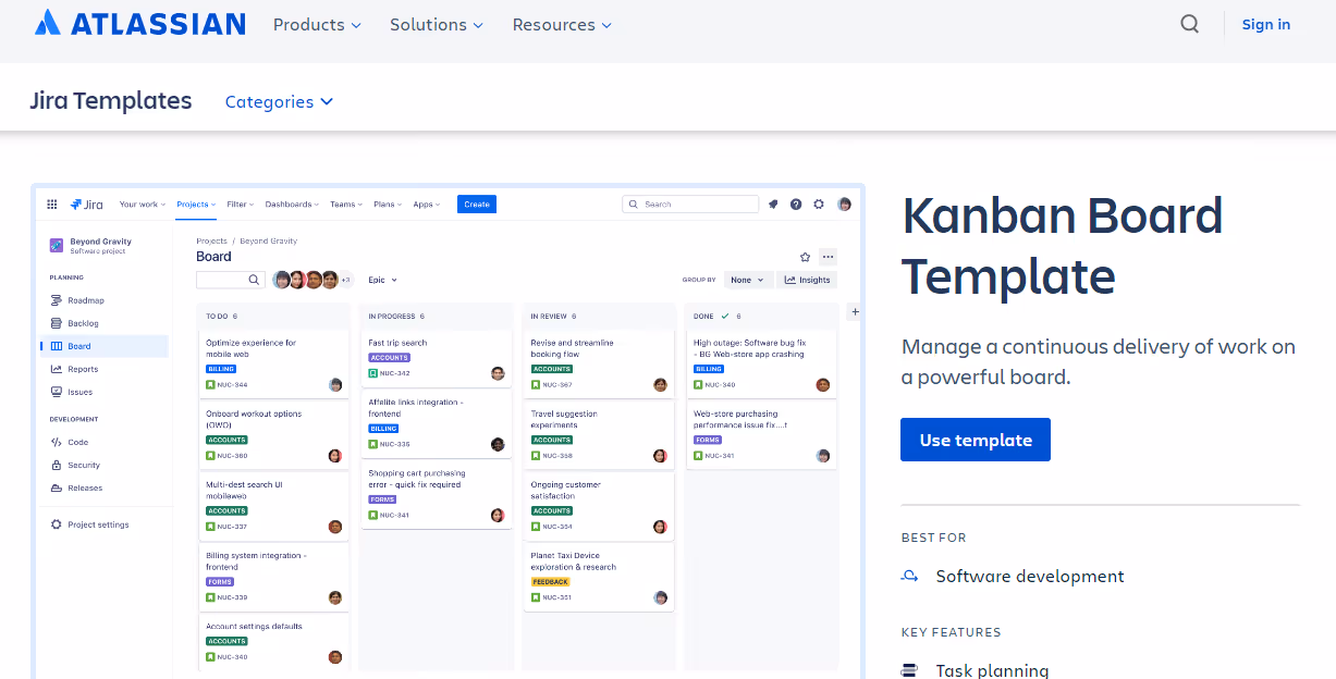 Jira Kanban board