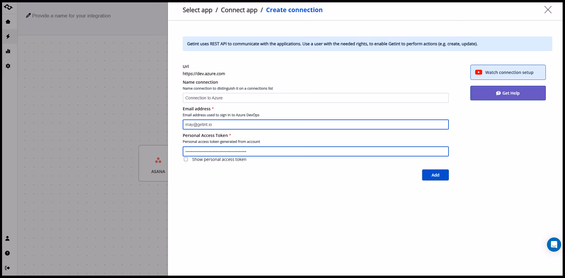 Asana to Azure DevOps connection 
