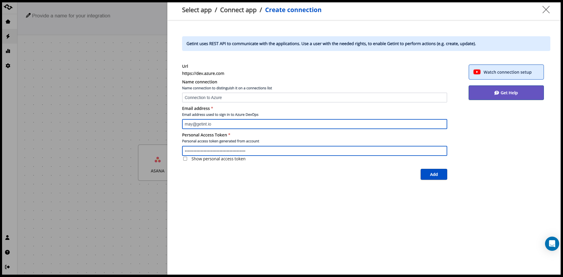 Asana to Azure DevOps connection 