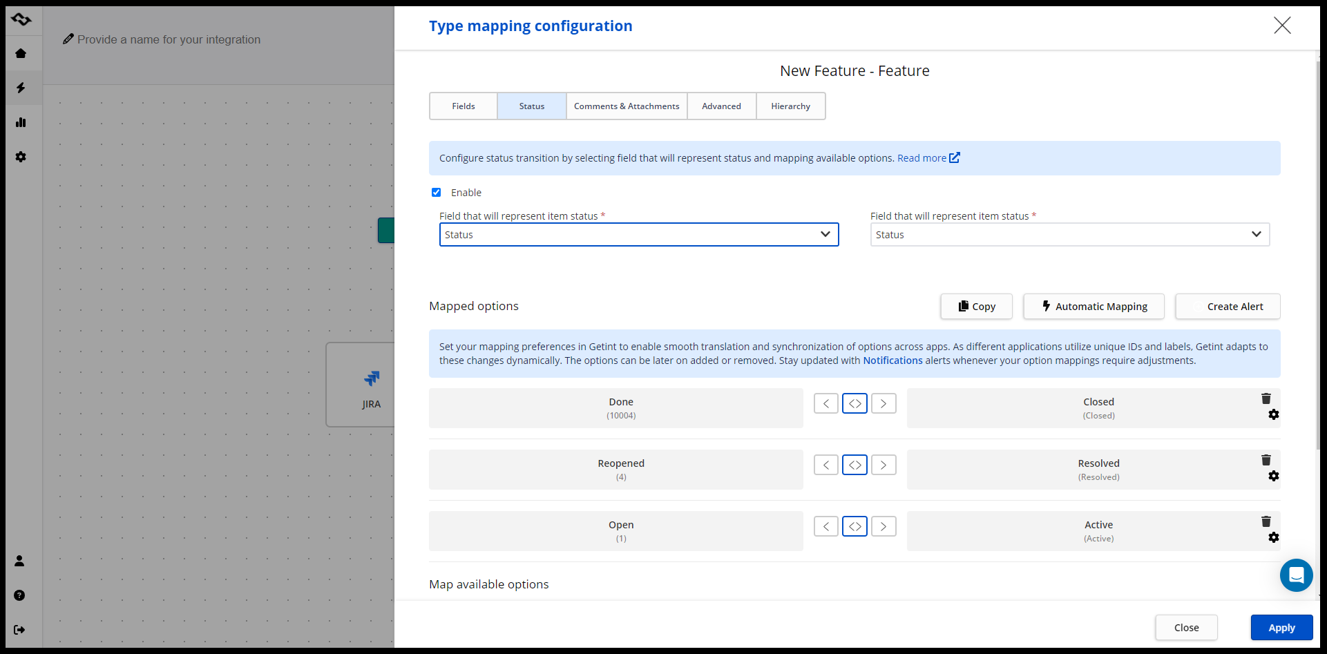 Jira ADO status mapping