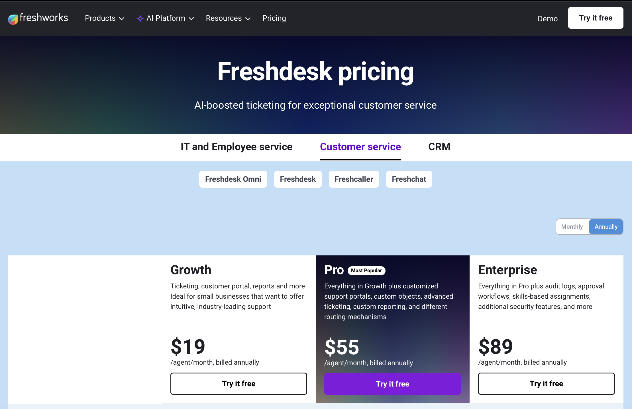 Freshdesk pricing