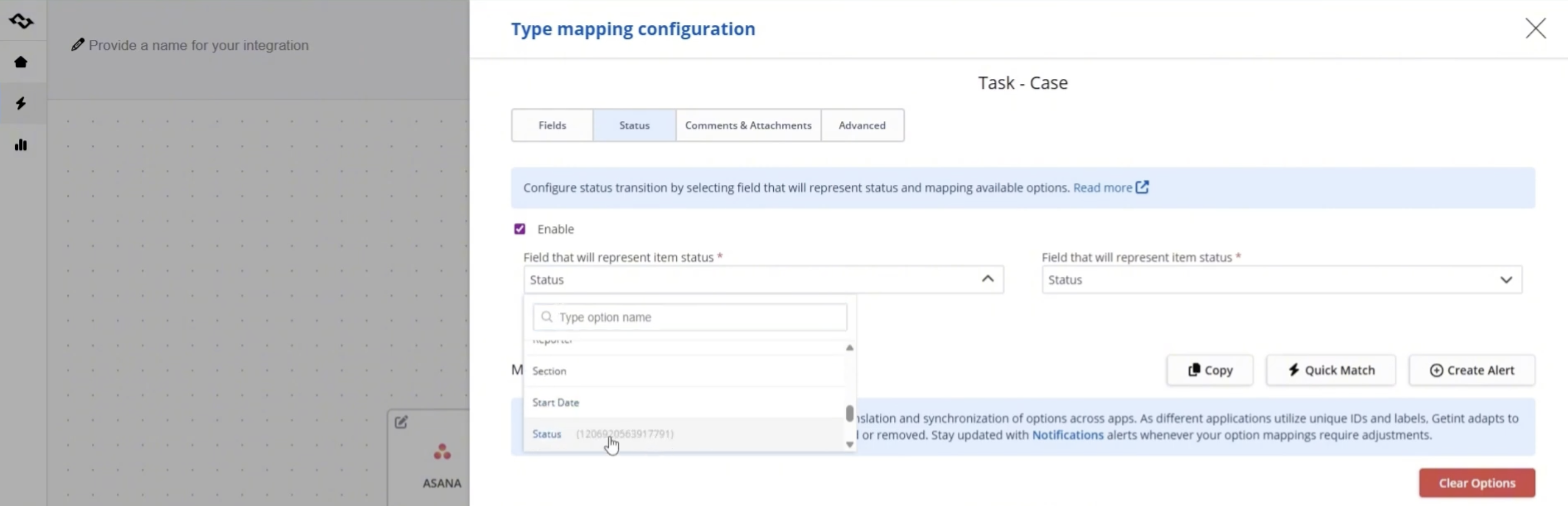 Mapping statuses between Asana and Salesforce
