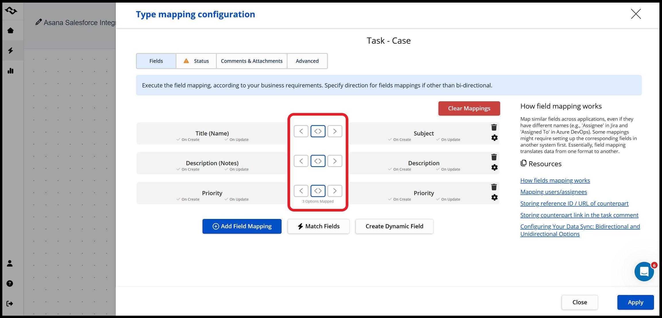 Getint integration field mapping dashboard