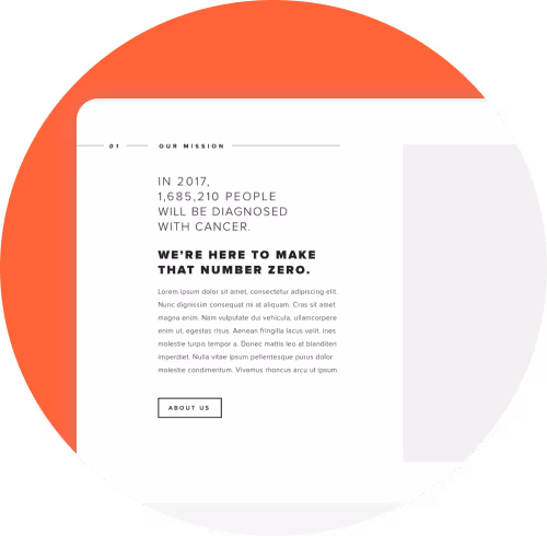 A wireframe of the Cancer Research Foundation website