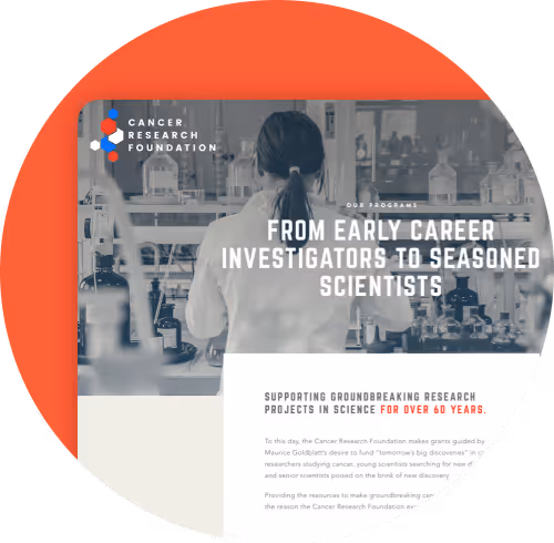 A design of the Cancer Research Foundation website