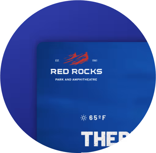 The Red Rocks logo on the homepage