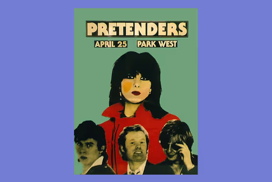 A Pretenders poster with images of the 4 members in a collage style