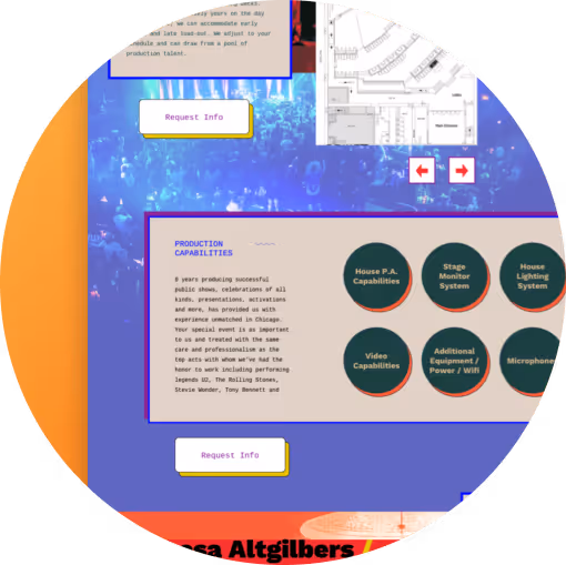 The same capabilities section of the homepage as the previous wireframes, but completely designed