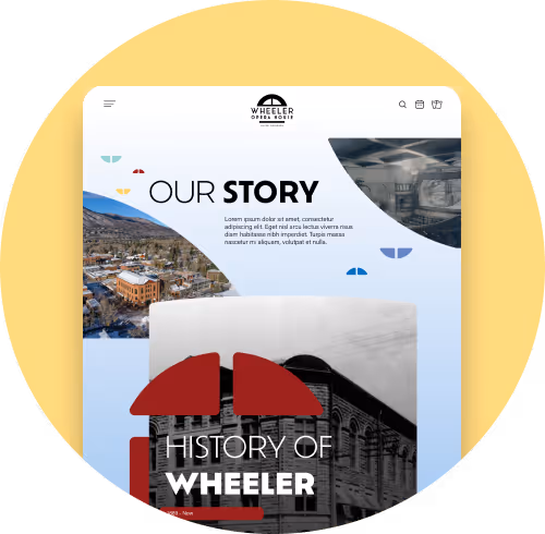 The designs for the Our Story page of the Wheeler website