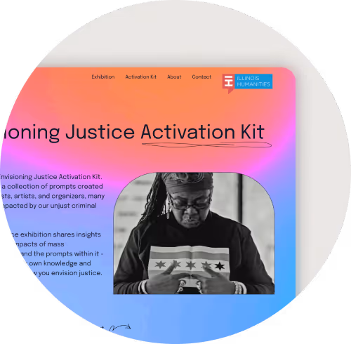 A page design with the title "Envisioning Justice Activation Kit"