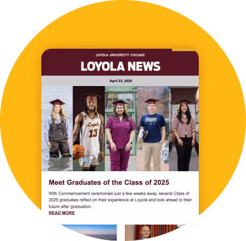 Loyola commencement ceremony with graduates in maroon caps and gowns