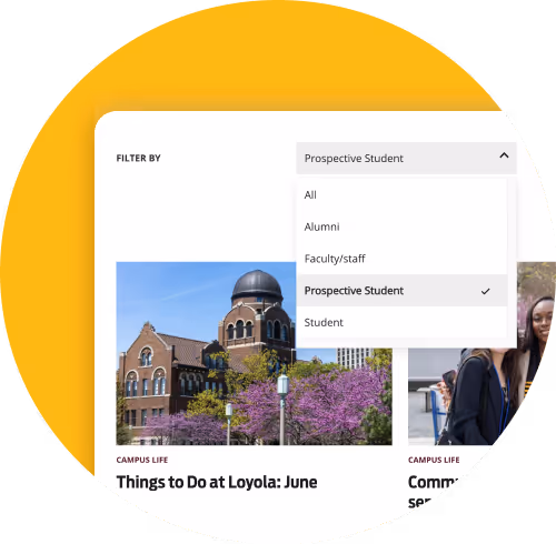 Filtered campus life content for prospective students