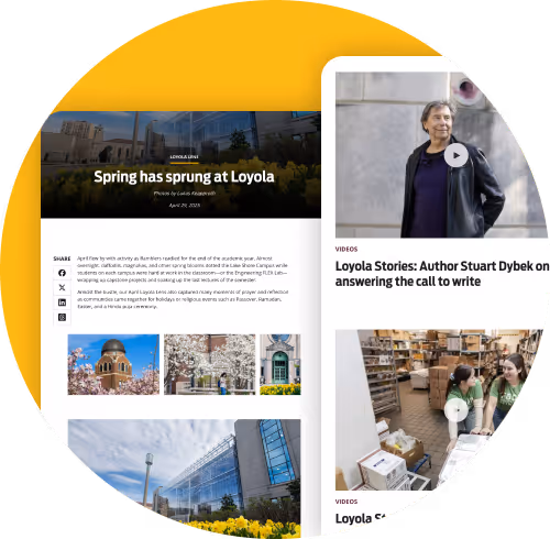 Loyola article and video stories about spring on campus