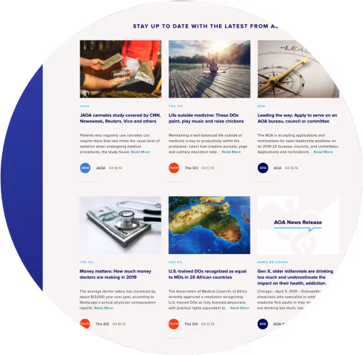 News articles and updates from the American Osteopathic Association on topics including cannabis, student debt, and aging.
