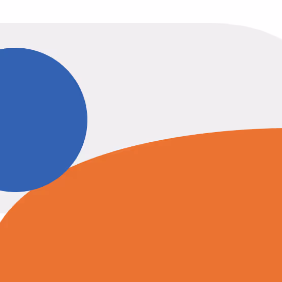 Abstract background featuring a blue circle and orange wave shape on a light gray canvas.